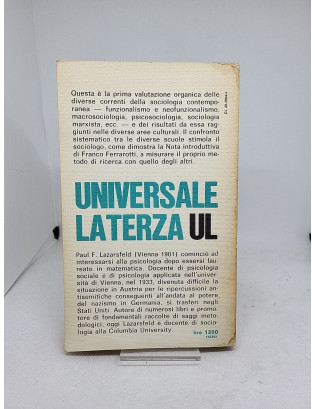 Paul Lazarsfeld. Introduzione alla sociologia - Laterza 1973
