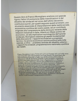 Franco Momigliano. Sindacati, progresso tecnico, programmazione.. - Einaudi 1971